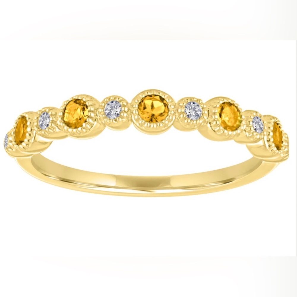 My Story by Jackie Cohen Ana Diamond and Citrine Yellow Gold Ring